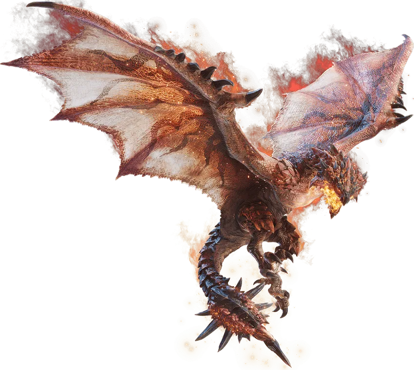 Official artwork of Radiant Rathalos with glowing scales and outspread wings